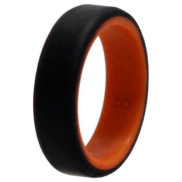 Silicone Wedding 6mm Brush 2Layer Ring - Orange-Black by ROQ for Men - 8 mm Ring