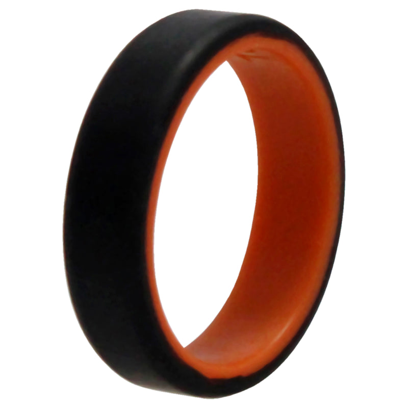 Silicone Wedding 6mm Brush 2Layer Ring - Orange-Black by ROQ for Men - 10 mm Ring