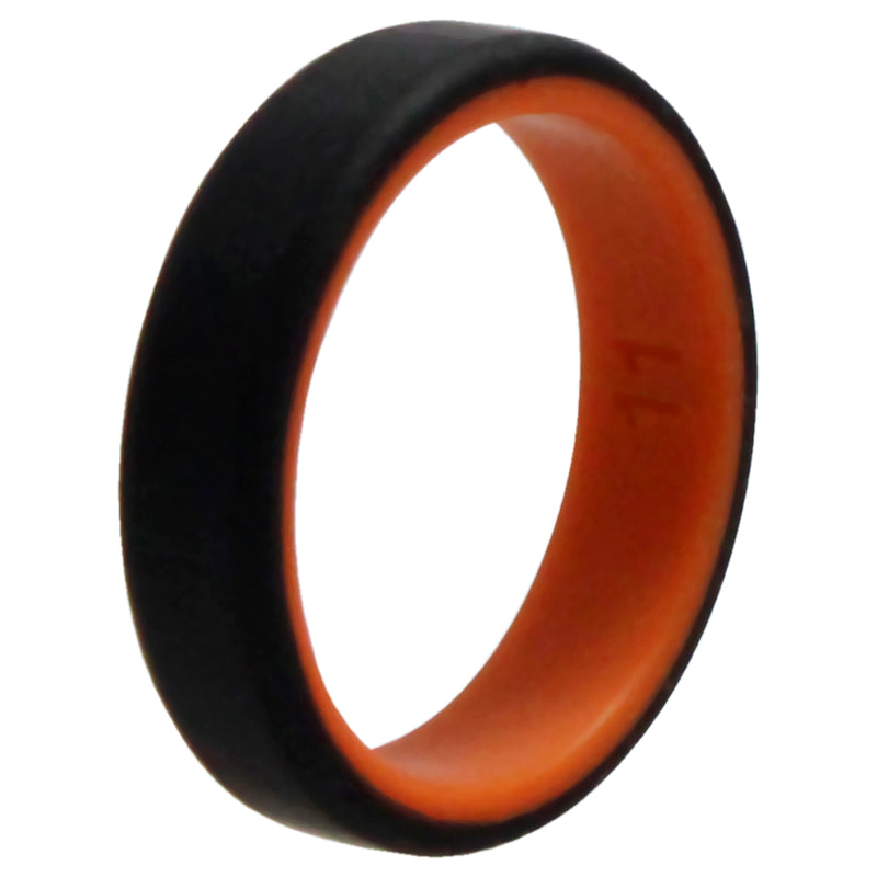 Silicone Wedding 6mm Brush 2Layer Ring - Orange-Black by ROQ for Men - 11 mm Ring