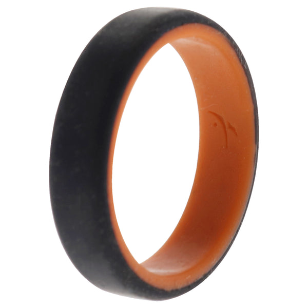 Silicone Wedding 6mm Brush 2Layer Ring - Orange-Black by ROQ for Men - 12 mm Ring