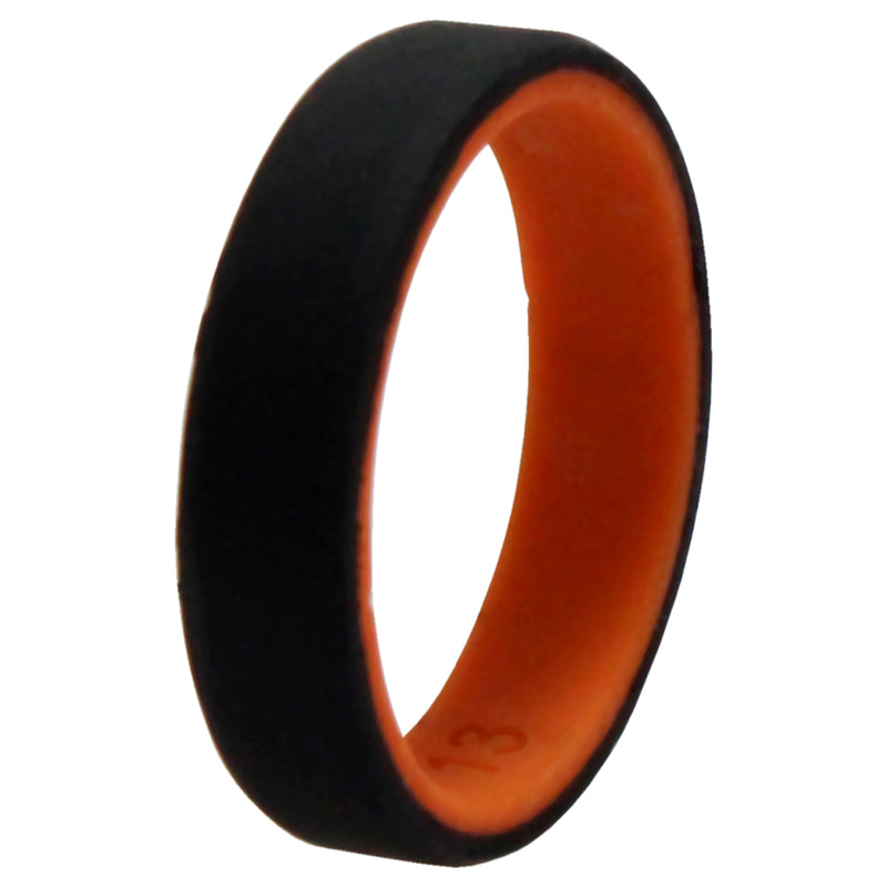 Silicone Wedding 6mm Brush 2Layer Ring - Orange-Black by ROQ for Men - 13 mm Ring
