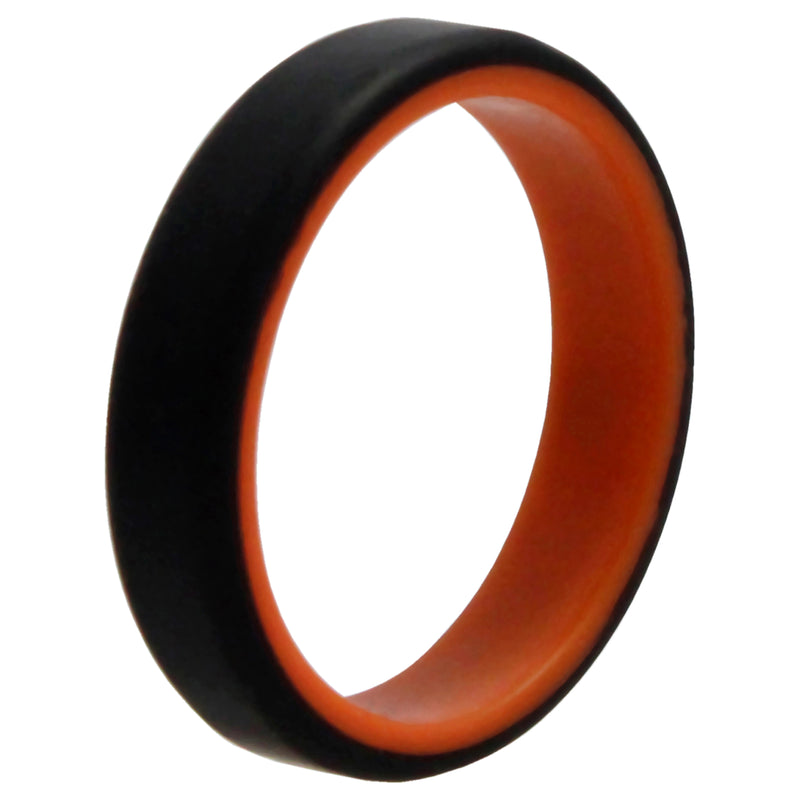 Silicone Wedding 6mm Brush 2Layer Ring - Orange-Black by ROQ for Men - 15 mm Ring