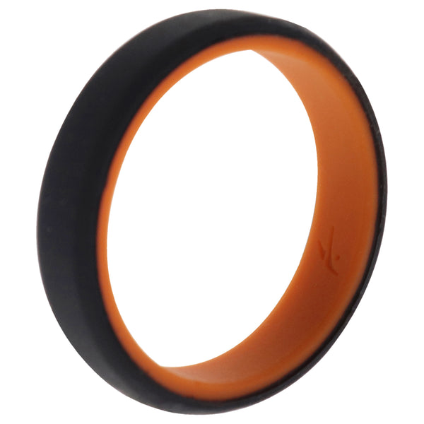Silicone Wedding 6mm Brush 2Layer Ring - Orange-Black by ROQ for Men - 16 mm Ring