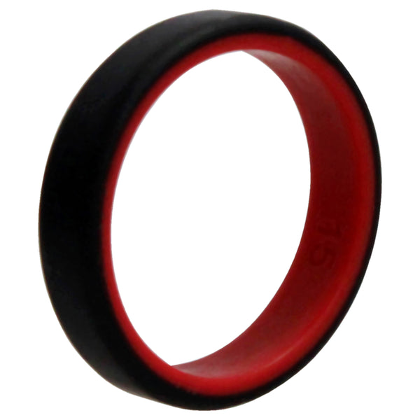 Silicone Wedding 6mm Brush 2Layer Ring - Red-Black by ROQ for Men - 15 mm Ring
