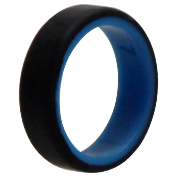 Silicone Wedding 6mm Brush 2Layer Ring - Blue-Black by ROQ for Men - 7 mm Ring