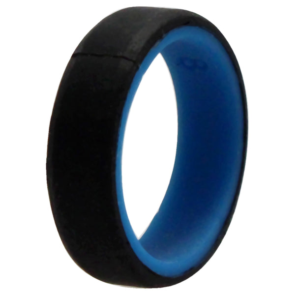 Silicone Wedding 6mm Brush 2Layer Ring - Blue-Black by ROQ for Men - 8 mm Ring