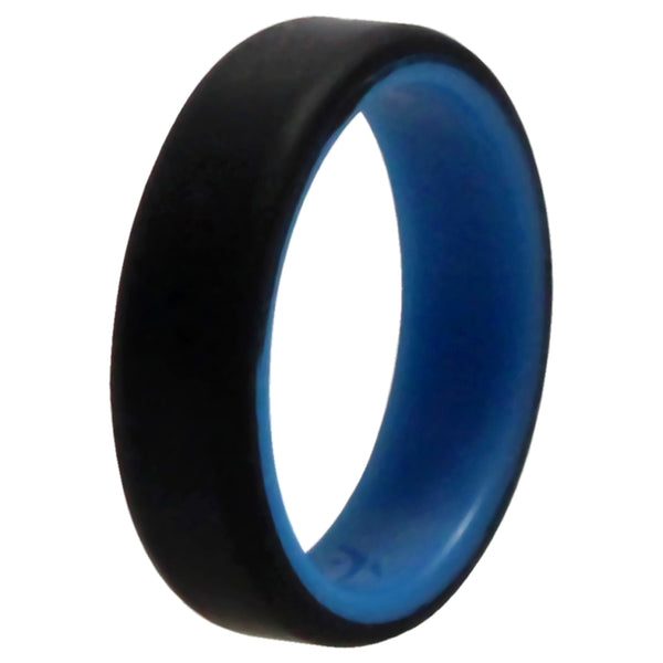 Silicone Wedding 6mm Brush 2Layer Ring - Blue-Black by ROQ for Men - 9 mm Ring