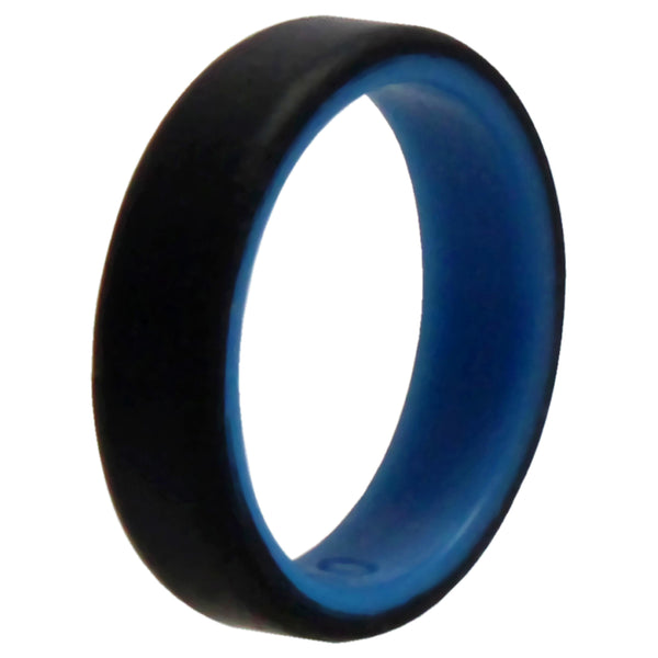 Silicone Wedding 6mm Brush 2Layer Ring - Blue-Black by ROQ for Men - 10 mm Ring