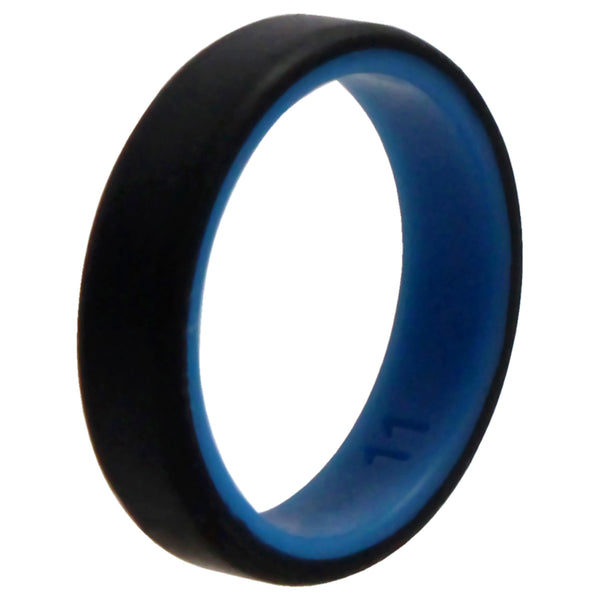 Silicone Wedding 6mm Brush 2Layer Ring - Blue-Black by ROQ for Men - 11 mm Ring