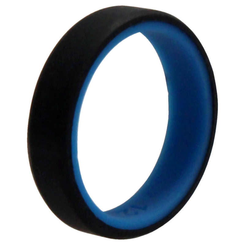 Silicone Wedding 6mm Brush 2Layer Ring - Blue-Black by ROQ for Men - 12 mm Ring