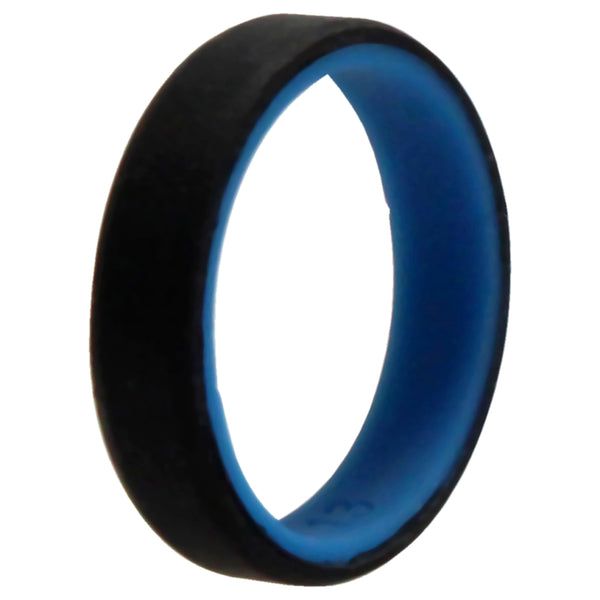 Silicone Wedding 6mm Brush 2Layer Ring - Blue-Black by ROQ for Men - 13 mm Ring