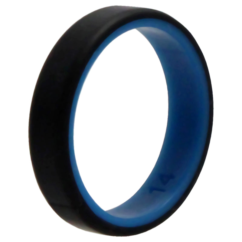Silicone Wedding 6mm Brush 2Layer Ring - Blue-Black by ROQ for Men - 14 mm Ring