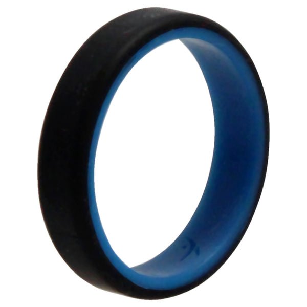 Silicone Wedding 6mm Brush 2Layer Ring - Blue-Black by ROQ for Men - 15 mm Ring