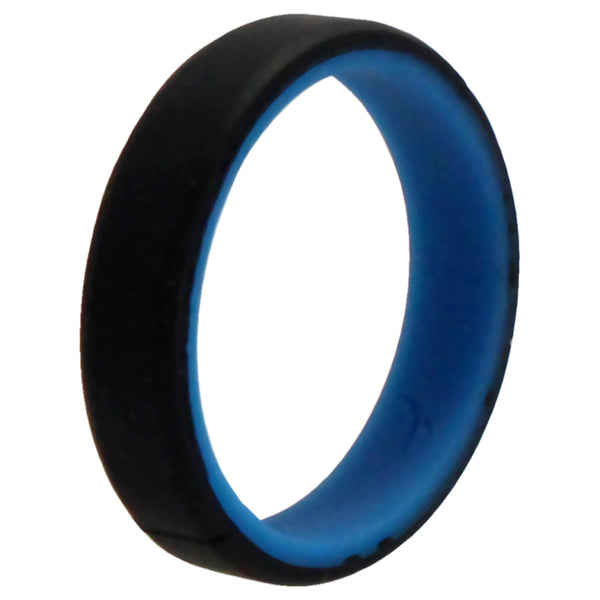 Silicone Wedding 6mm Brush 2Layer Ring - Blue-Black by ROQ for Men - 16 mm Ring