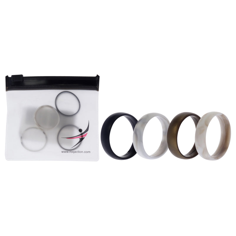 ROQ Silicone Wedding 6mm Smooth Ring Set - Marbles by ROQ for Women - 4 x 10 mm Ring