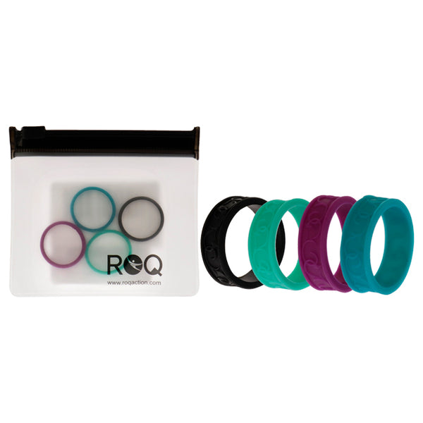 Silicone Wedding Flower Ring Set - MultiColor by ROQ for Women - 4 x 7 mm Ring
