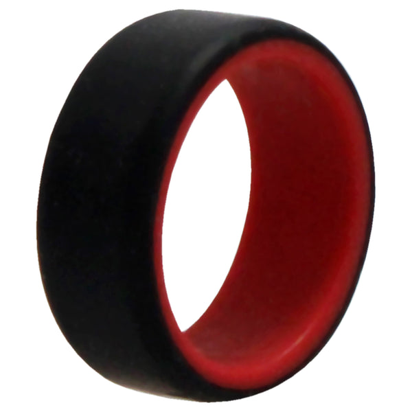 Silicone Wedding 2Layer Beveled 8mm Ring - Red-Black by ROQ for Men - 7 mm Ring