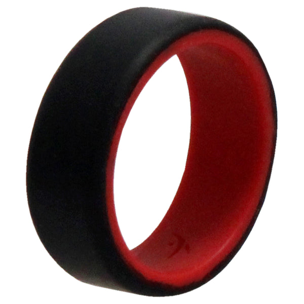 Silicone Wedding 2Layer Beveled 8mm Ring - Red-Black by ROQ for Men - 9 mm Ring