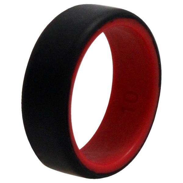 Silicone Wedding 2Layer Beveled 8mm Ring - Red-Black by ROQ for Men - 10 mm Ring