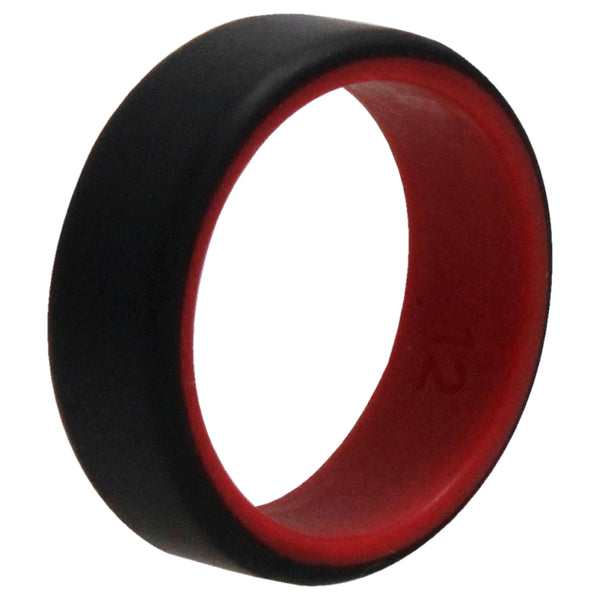 Silicone Wedding 2Layer Beveled 8mm Ring - Red-Black by ROQ for Men - 12 mm Ring