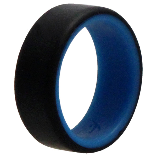 Silicone Wedding 2Layer Beveled 8mm Ring - Blue-Black by ROQ for Men - 8 mm Ring