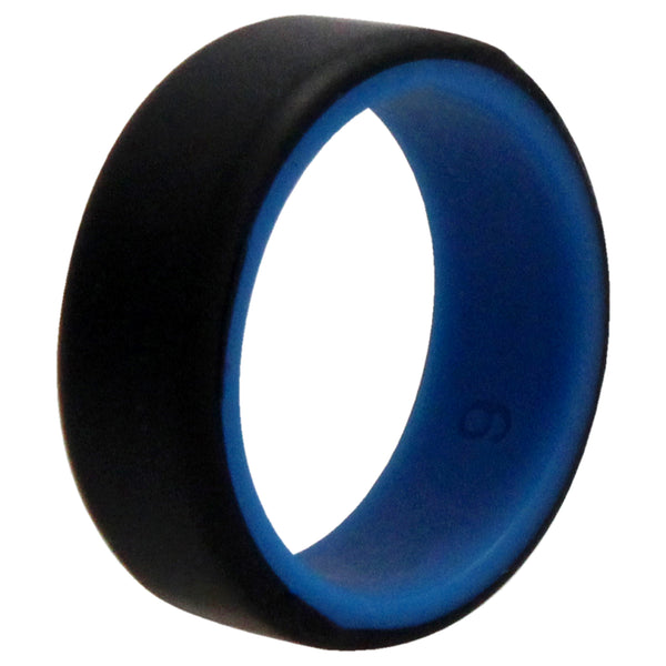 Silicone Wedding 2Layer Beveled 8mm Ring - Blue-Black by ROQ for Men - 9 mm Ring