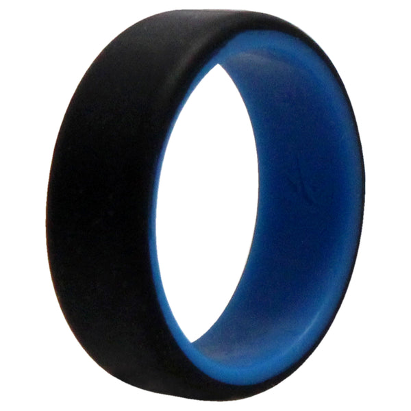 Silicone Wedding 2Layer Beveled 8mm Ring - Blue-Black by ROQ for Men - 12 mm Ring