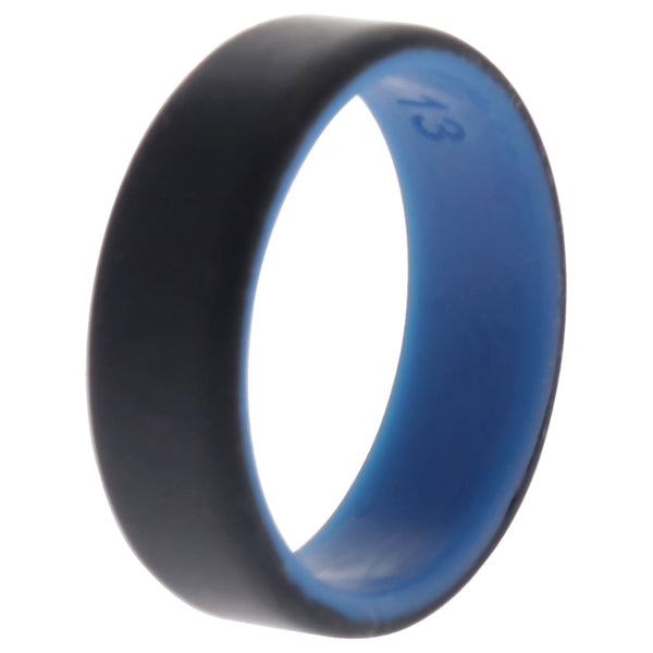 Silicone Wedding 2Layer Beveled 8mm Ring - Blue-Black by ROQ for Men - 13 mm Ring