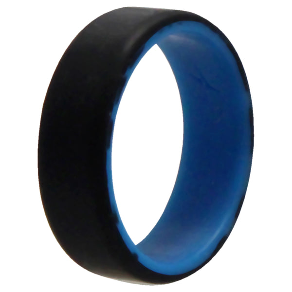 Silicone Wedding 2Layer Beveled 8mm Ring - Blue-Black by ROQ for Men - 14 mm Ring