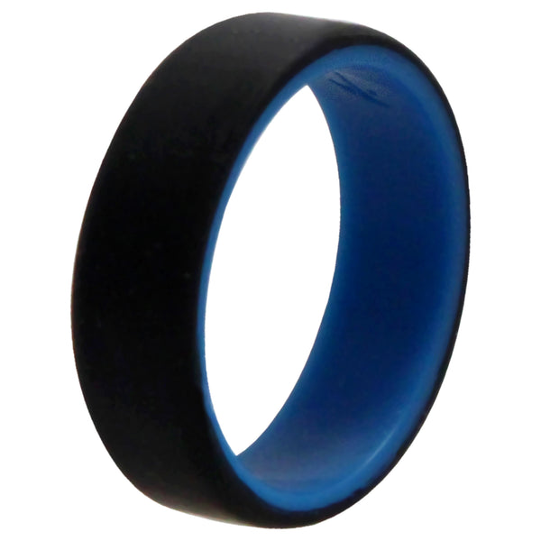 Silicone Wedding 2Layer Beveled 8mm Ring - Blue-Black by ROQ for Men - 15 mm Ring