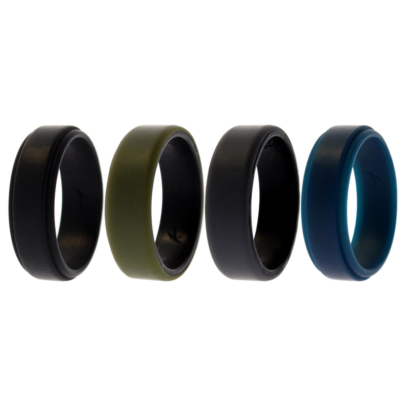 ROQ Silicone Wedding 2Layer Beveled 8mm Ring Set - Green by ROQ for Men - 4 x 16 mm Ring