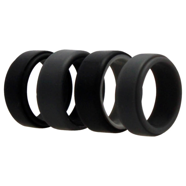 Silicone Wedding 2Layer Beveled 8mm Ring Set - Grey by ROQ for Men - 4 x 7 mm Ring