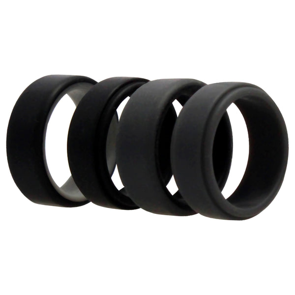 Silicone Wedding 2Layer Beveled 8mm Ring Set - Grey by ROQ for Men - 4 x 9 mm Ring