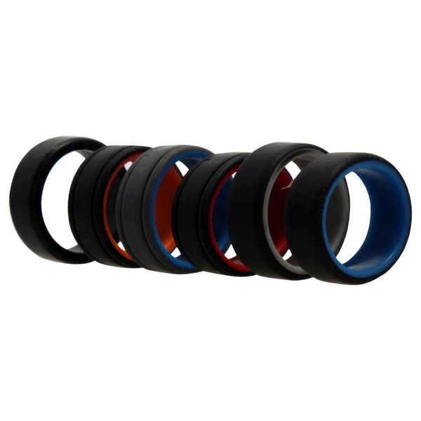 Silicone Wedding 2Layer Lines Ring Set - MultiColor by ROQ for Men - 6 x 8 mm Ring