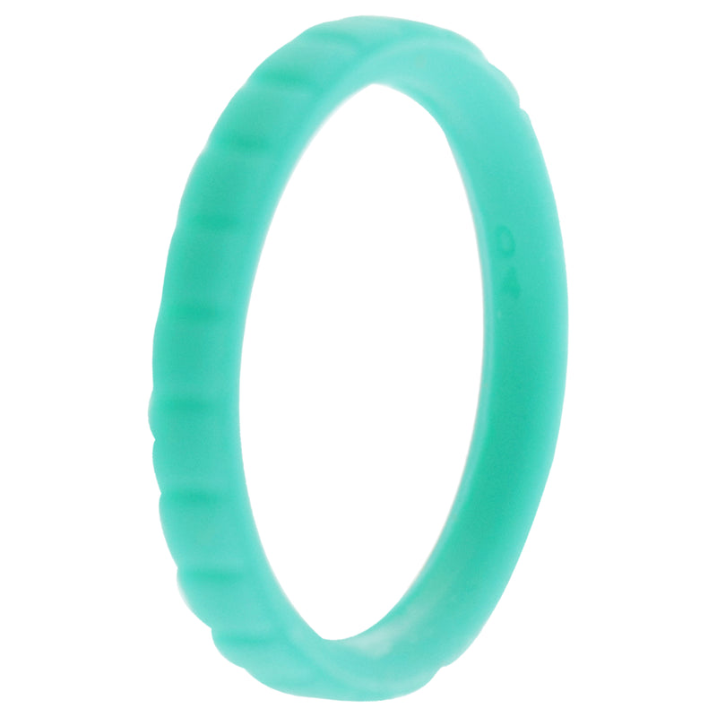 Silicone Wedding Stackble Lines Single Ring - Turquoise by ROQ for Women - 4 mm Ring