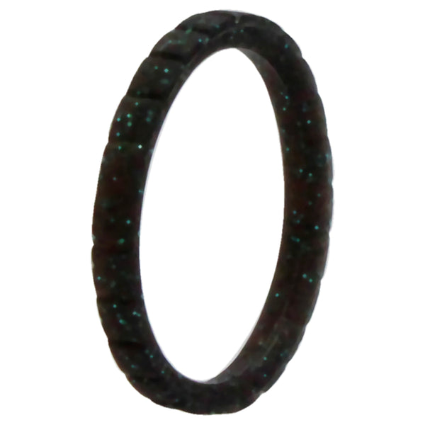 Silicone Wedding Stackble Lines Single Ring - Black-Turquoise by ROQ for Women - 8 mm Ring