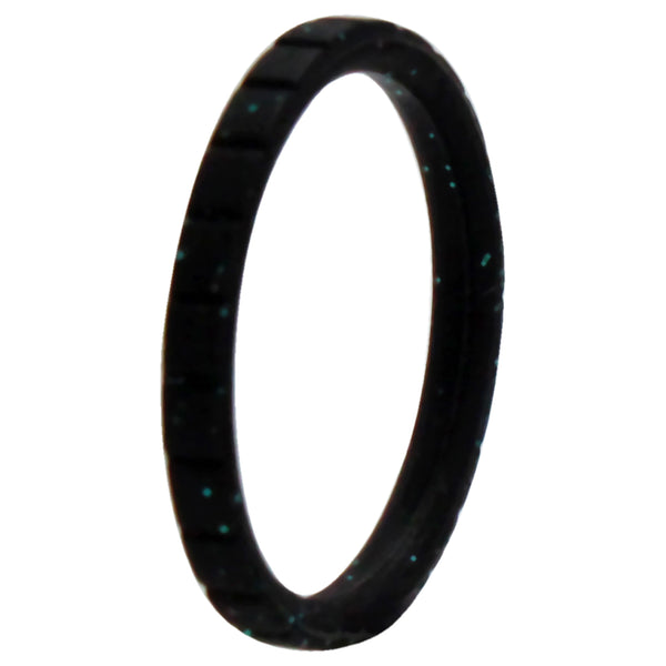 Silicone Wedding Stackble Lines Single Ring - Black-Turquoise by ROQ for Women - 9 mm Ring