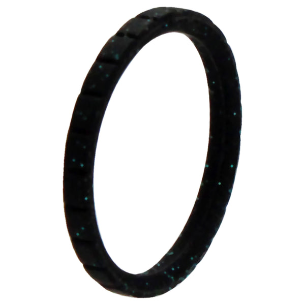Silicone Wedding Stackble Lines Single Ring - Black-Turquoise by ROQ for Women - 11 mm Ring