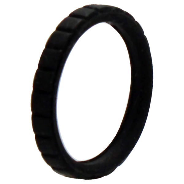 Silicone Wedding Stackble Lines Single Ring - Black by ROQ for Women - 4 mm Ring