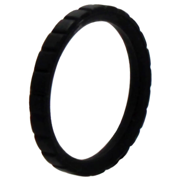 Silicone Wedding Stackble Lines Single Ring - Black by ROQ for Women - 6 mm Ring