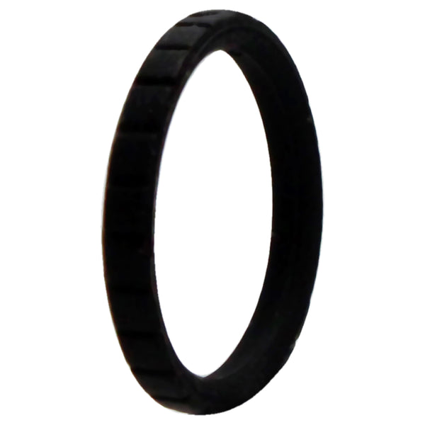 Silicone Wedding Stackble Lines Single Ring - Black by ROQ for Women - 7 mm Ring