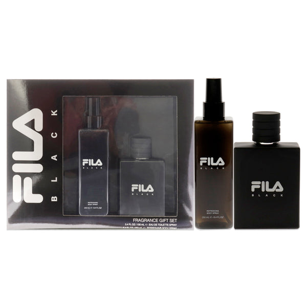 Fila Fila Black by Fila for Men - 2 Pc Gift Set 3.4oz EDT Spray, 8.4oz Body Spray