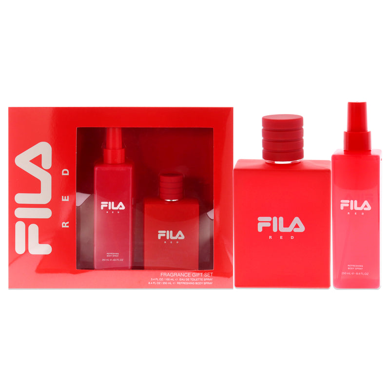 Fila Fila Red by Fila for Men - 2 Pc Gift Set 3.4oz EDT Spray, 8.4oz Body Spray