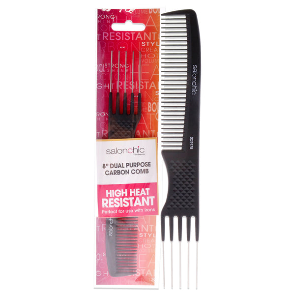 SalonChic Dual Purpose Carbon Comb High Heat Resistant 8 by SalonChic for Unisex - 1 Pc Comb