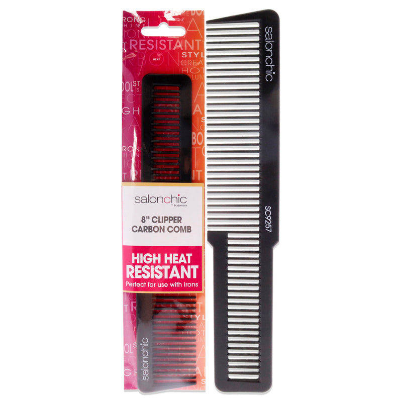 SalonChic Flat Top Clipper Carbon Comb High Heat Resistant 8 by SalonChic for Unisex - 1 Pc Comb