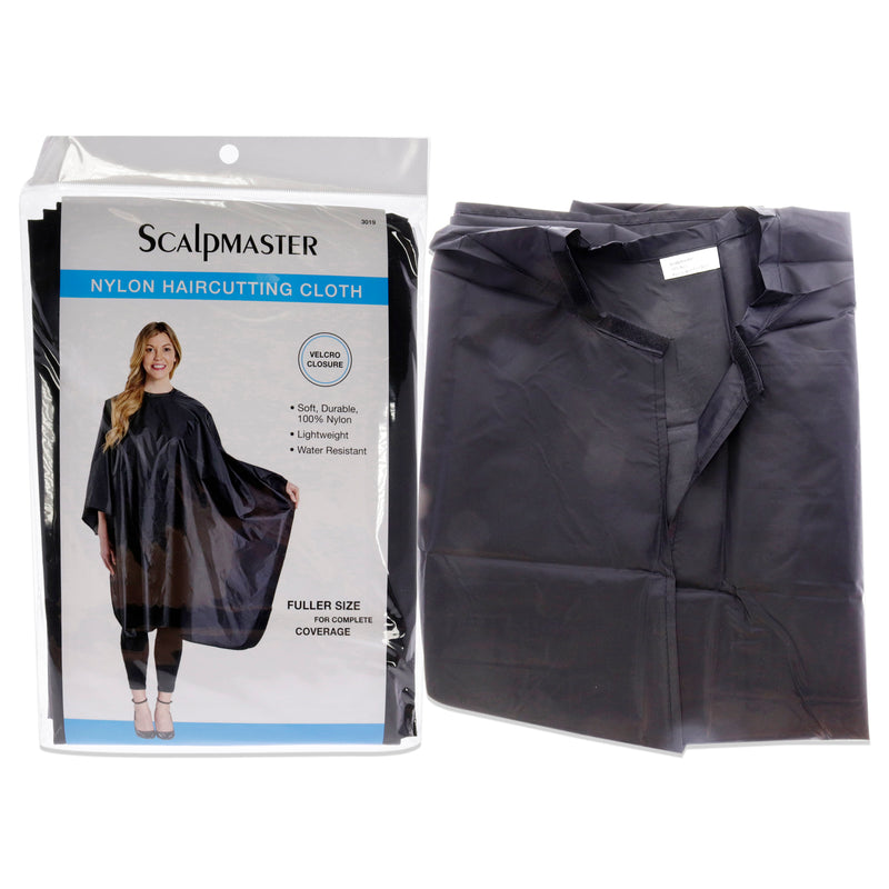 Scalpmaster Nylon Haircutting Cloth Cape Velcro Closure - Black by Scalpmaster for Unisex - 1 Pc Apron