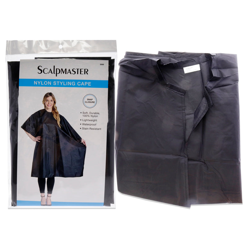 Scalpmaster Nylon Styling Cape with Snap Closure - Black by Scalpmaster for Unisex - 1 Pc Apron