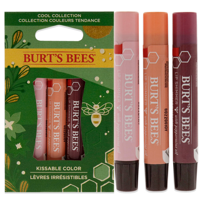 Burt's Bees Burts Bees Kissable Color Cool Gift by Burts Bees for Unisex - 3 Pc 0.09oz Lip Shimmer - Apricot ,0.09oz Lip Shimmer - GrapeFruit ,0.09oz Lip Shimmer - Watermelon