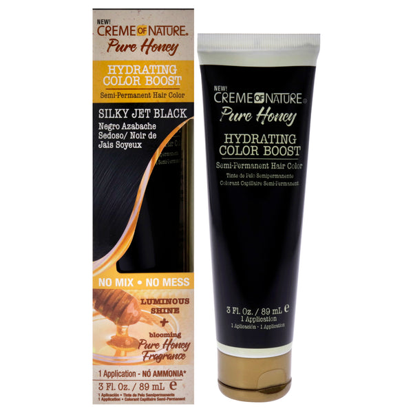 Creme of Nature Pure Honey Hydrating Color Boost Semi-Permanent Hair Color - Silky Jet Black by Creme of Nature for Unisex - 3 oz Hair Color