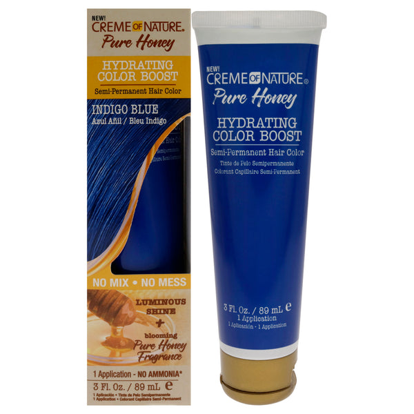 Creme of Nature Pure Honey Hydrating Color Boost Semi-Permanent Hair Color - Indigo Blue by Creme of Nature for Unisex - 3 oz Hair Color